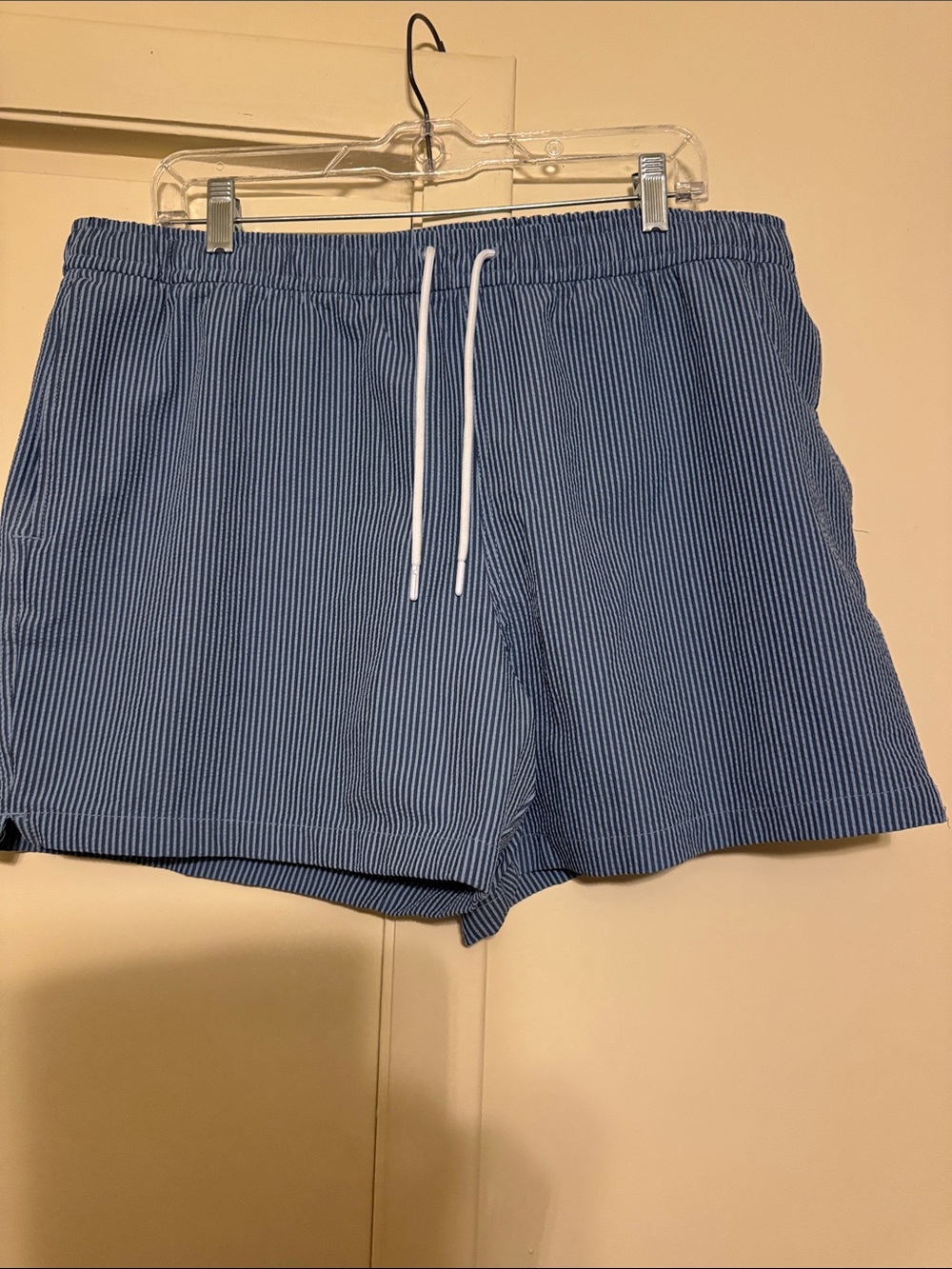 Abercrombie & Fitch Blue Pinstriped Drawstring Athletic Shorts